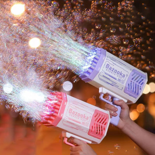 69-Hole Bubble Rocket Launcher Gun with LED Lights