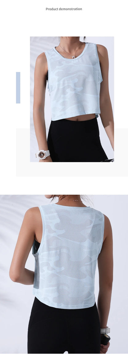 women's camo running gear - Women-s Sportswear Tops - Women-s Camouflage Running Vest Crop Top