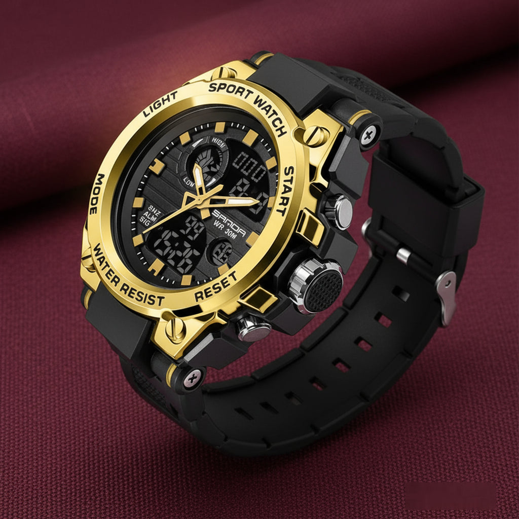 multifunctional sports watch with backlight tactical gear waterproof wristwatch