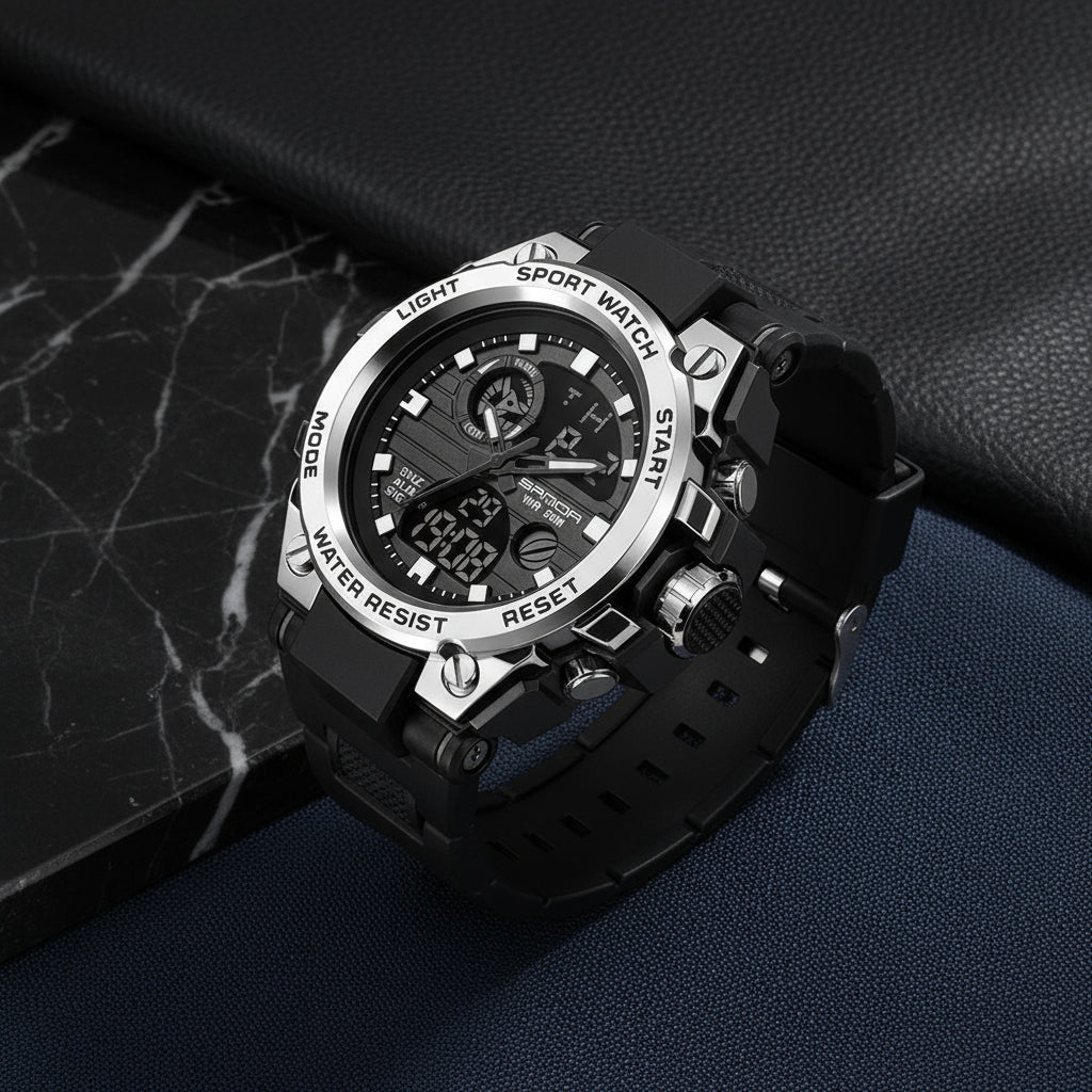 rugged army-style sports watch men’s digital waterproof timepiece