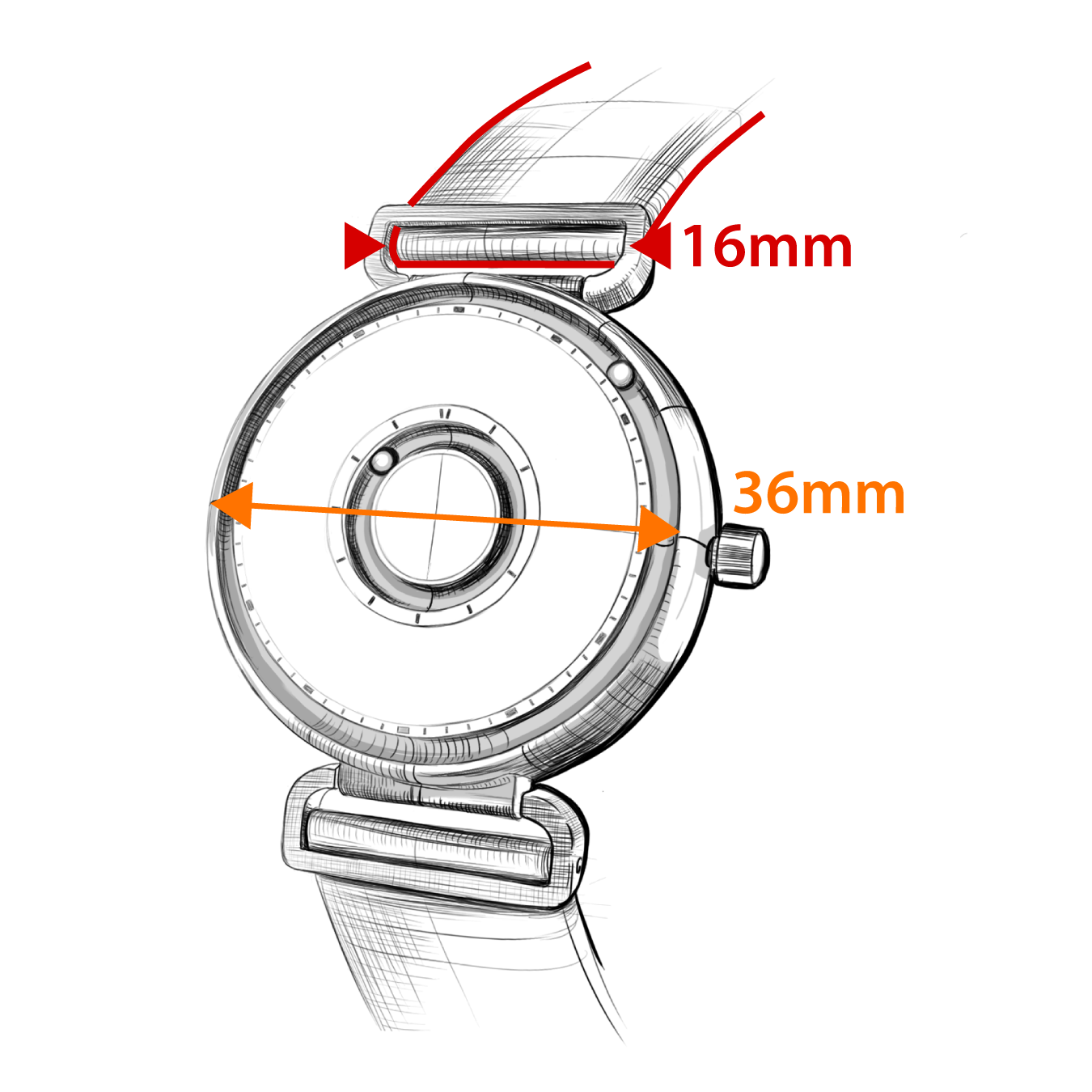 Satin leather strap watch