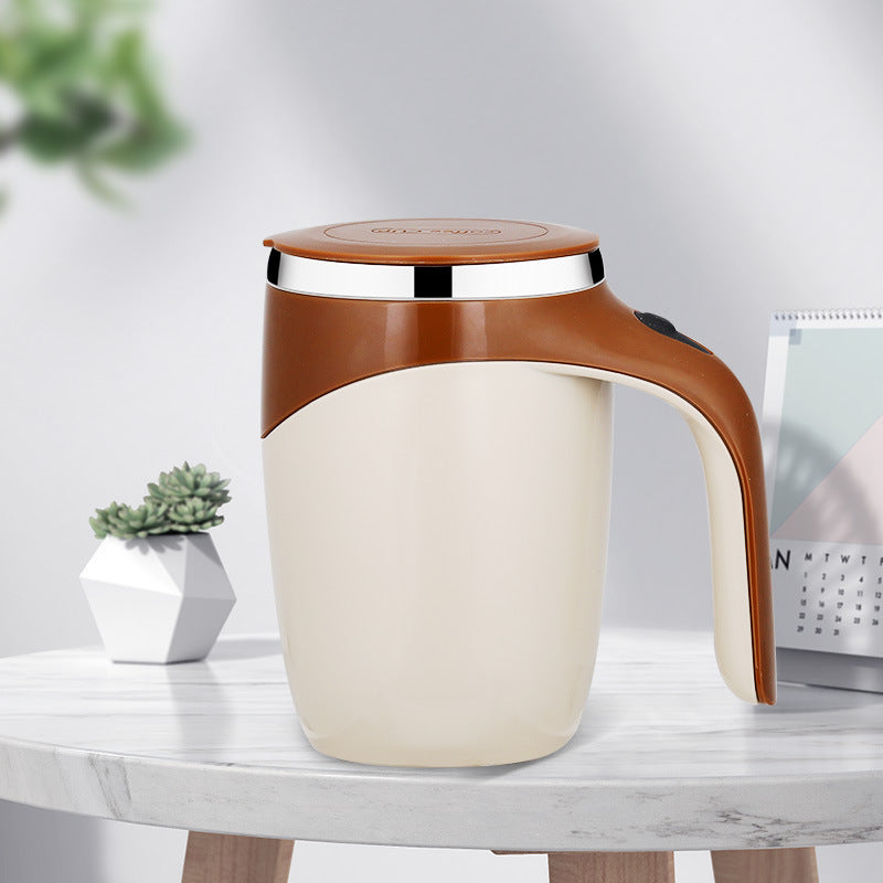 Self-mixing cup for milk protine smoothie shakes coffee and tea