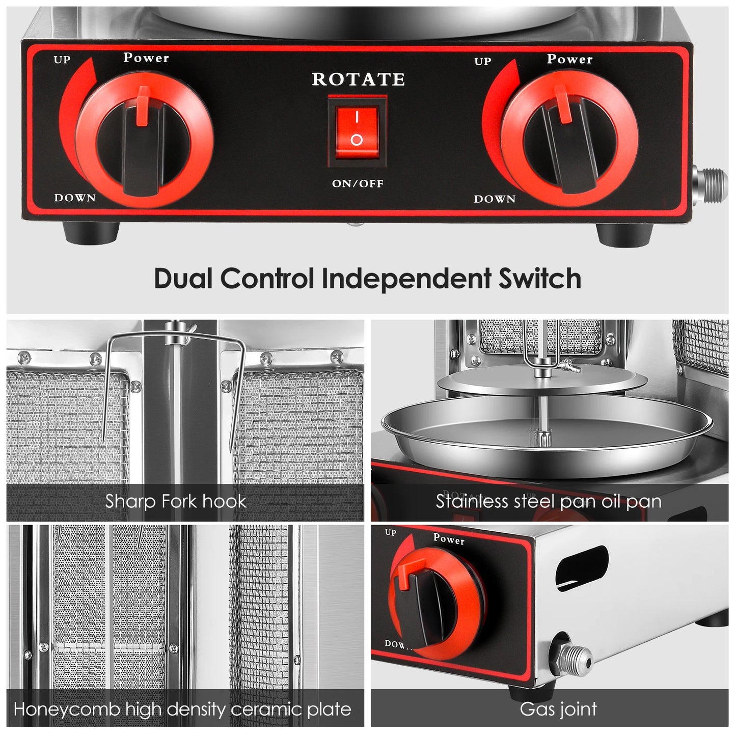 Gas kebab grill with lava rocks