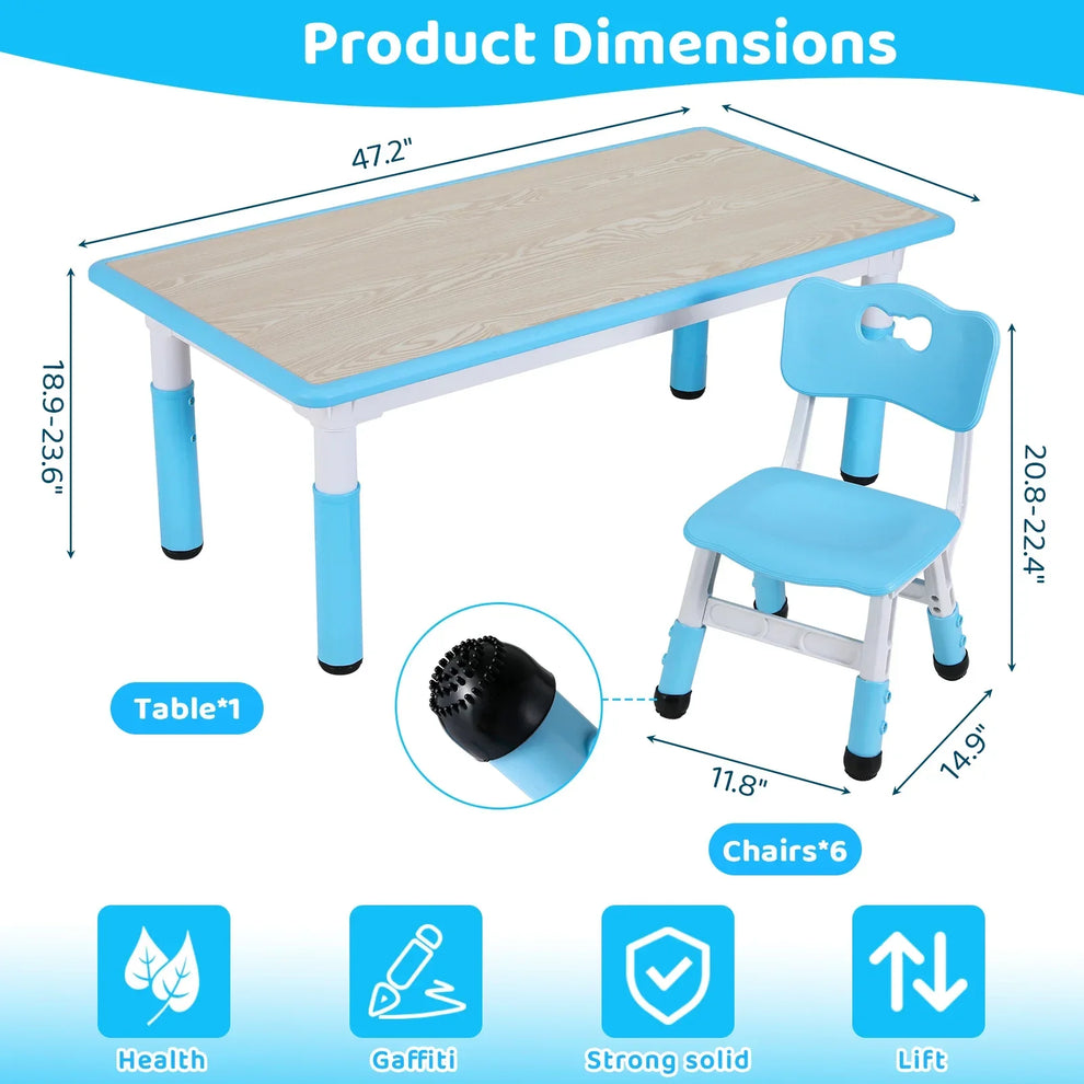 blue table and chairs - Kids Furniture - Kids Table and Chairs Set