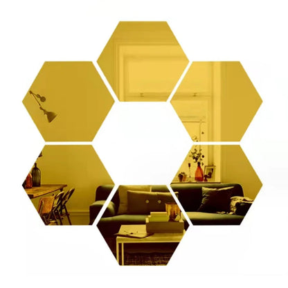 home decor mirror stickers - Home Decor - 3D Hexagon Mirror Wall Sticker