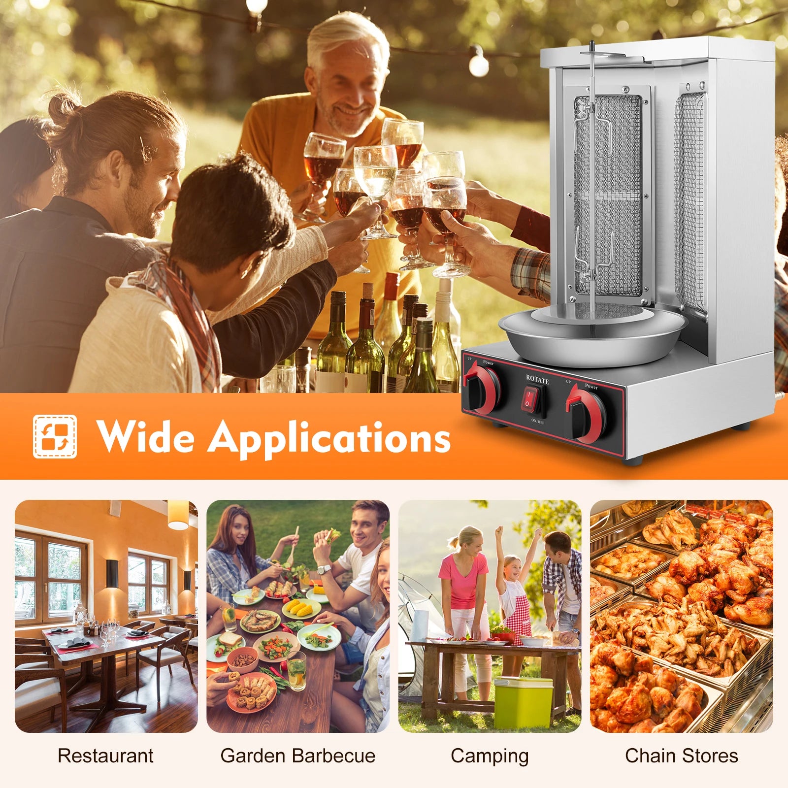 Gas doner kebab machine gas type options