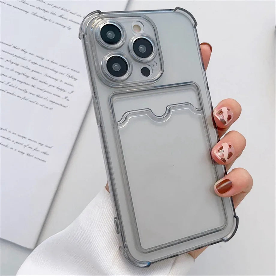 shockproof clear phone case - Phone Cases - Transparent Card Holder Phone Case