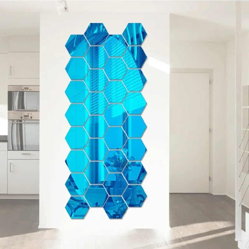 buy hexagon mirror wall decals - Home Decor - 3D Hexagon Mirror Wall Sticker