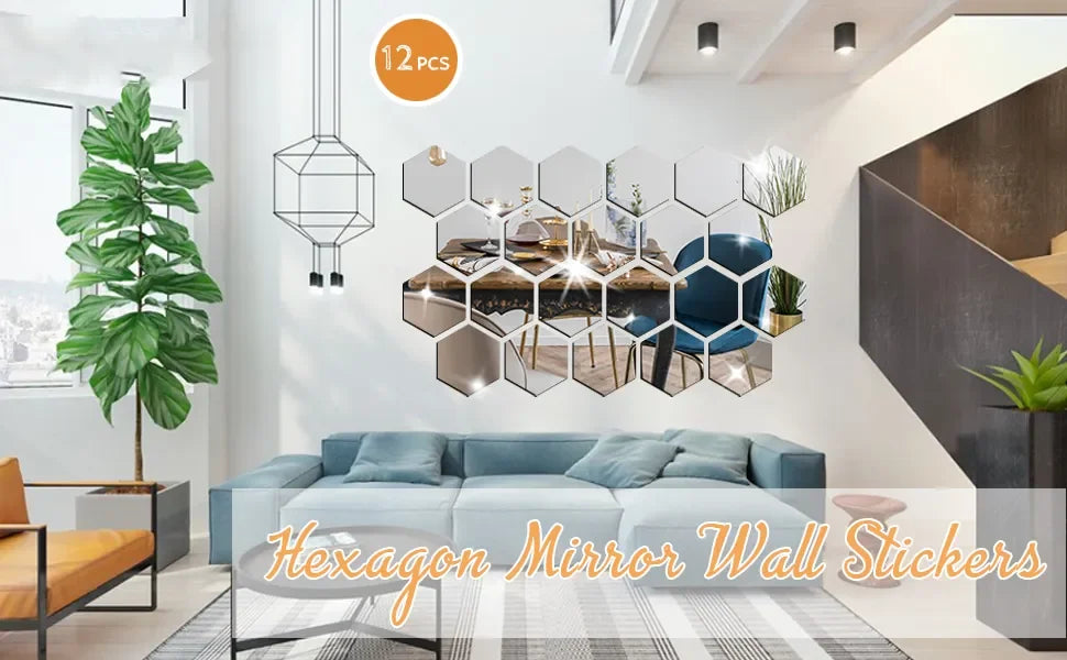 acrylic hexagon mirrors - Home Decor - 3D Hexagon Mirror Wall Sticker
