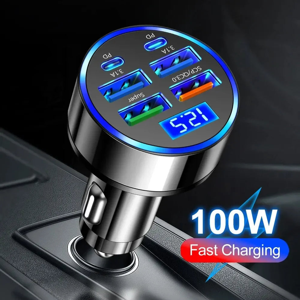 usb car charger - Car Charger - USB PD Car Charger 66-250W QC3-0 6 Port