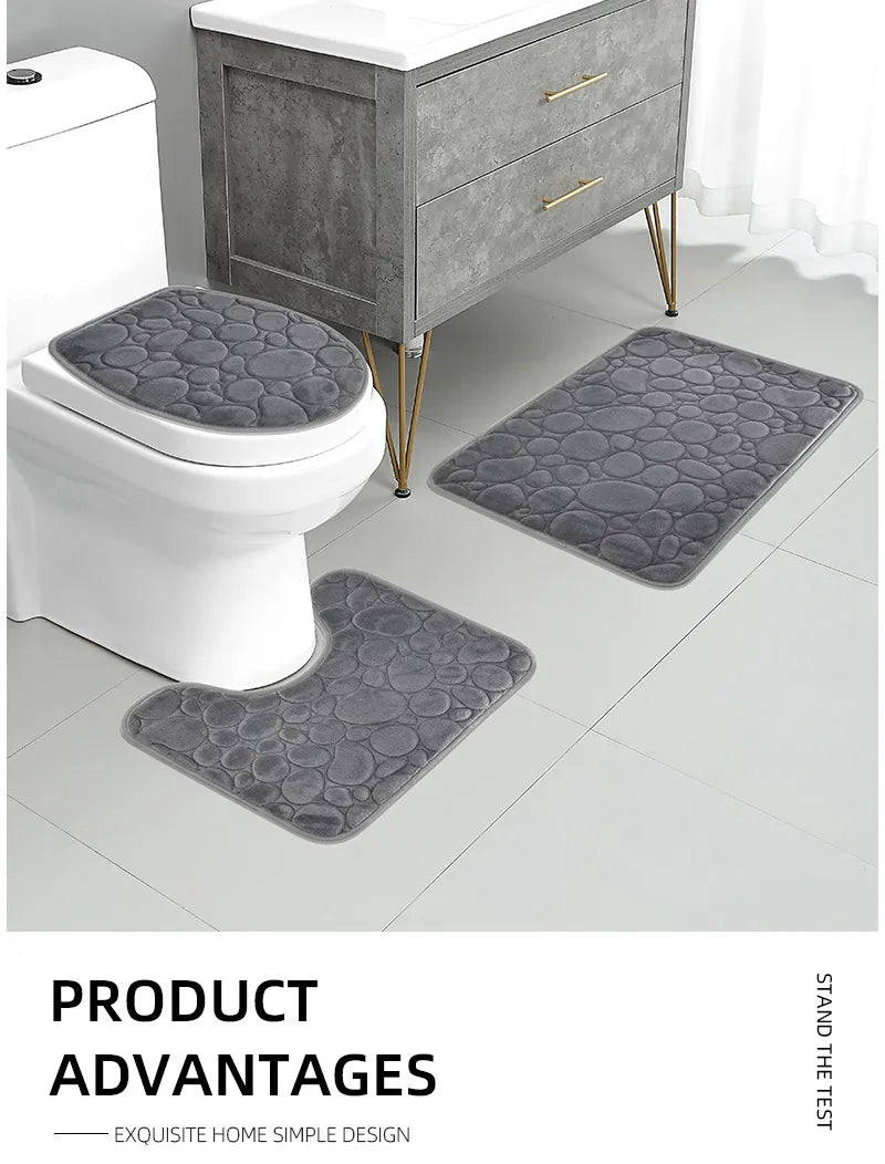 Comfortable soft three-piece bath mat