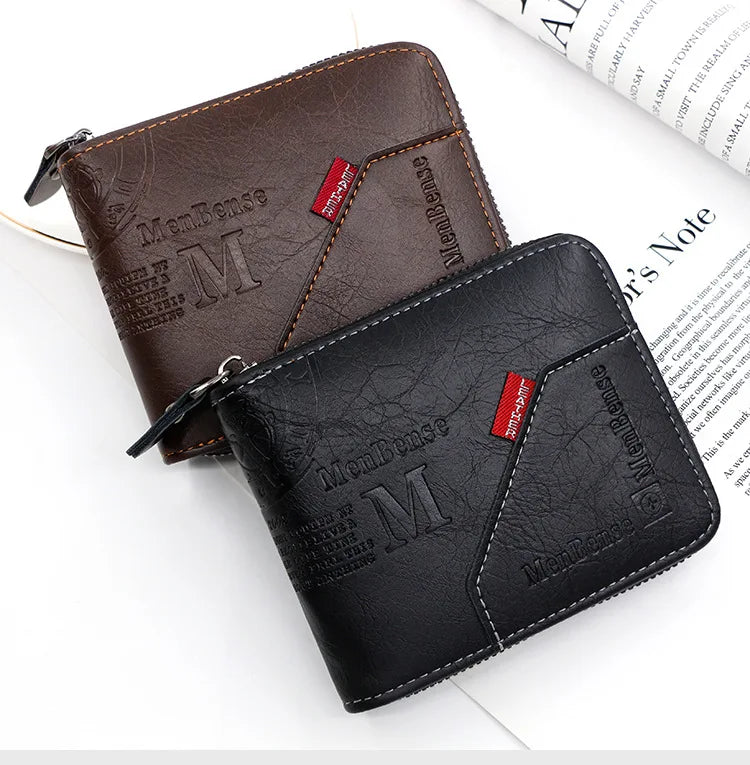 Short zipper wallets for men