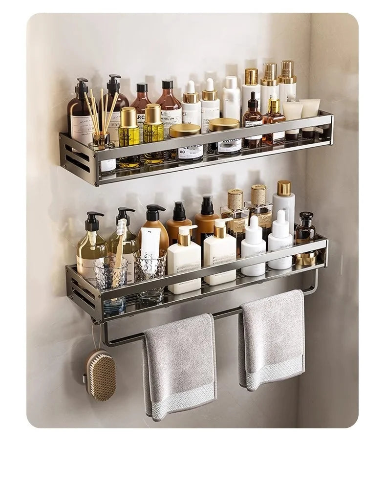 charcoal towel rack - Bathroom Accessories - Shower Corner Shelf with Towel Bar