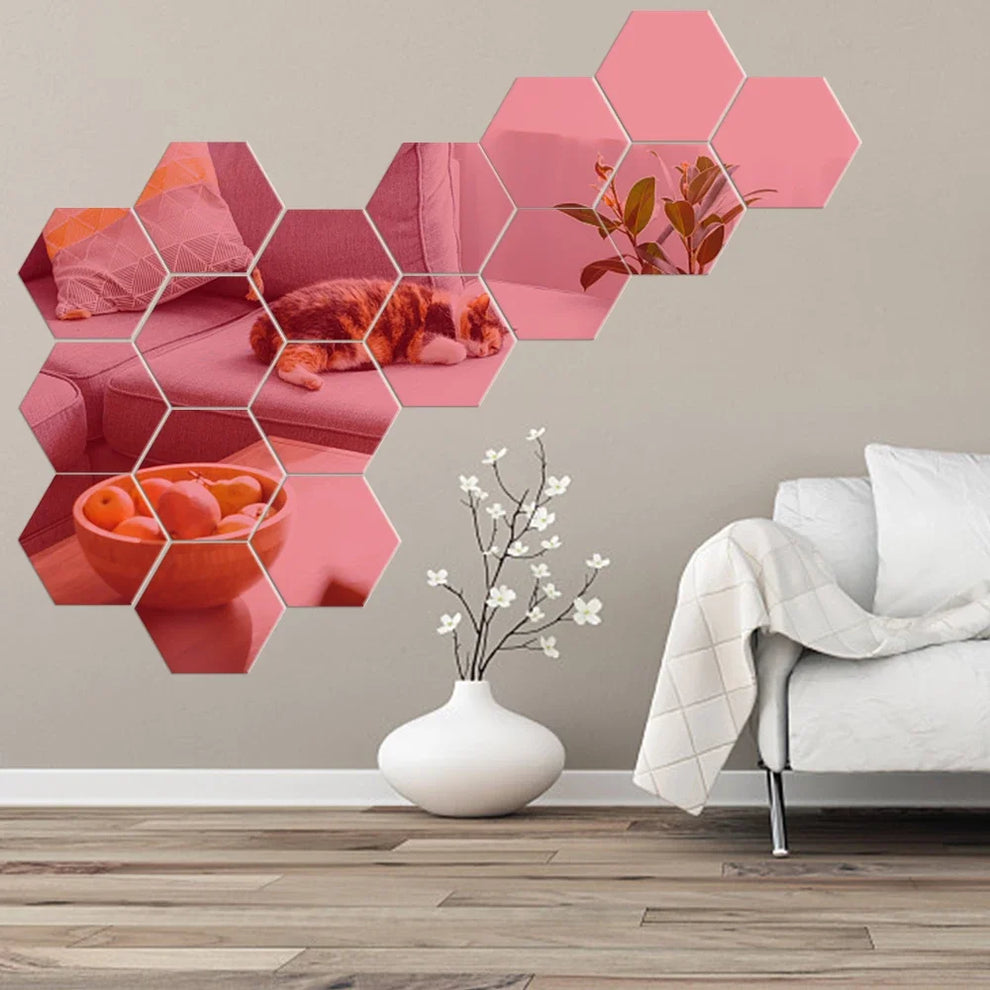 hexagon mirror wall stickers - Home Decor - 3D Hexagon Mirror Wall Sticker