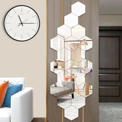modern hexagon wall art - Home Decor - 3D Hexagon Mirror Wall Sticker