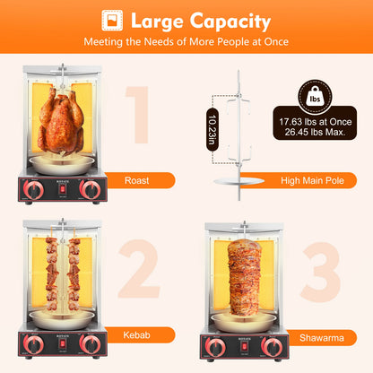 Gas and lava stone doner kebab machine
