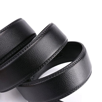 Automatic buckle leather belt for men