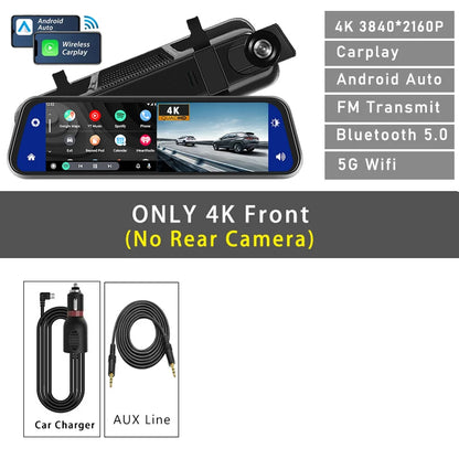 hdr night vision mirror cam - Automotive - Vehicle Electronics - Dash Cams - 10-inch 4K Dash Cam with rearview mirror