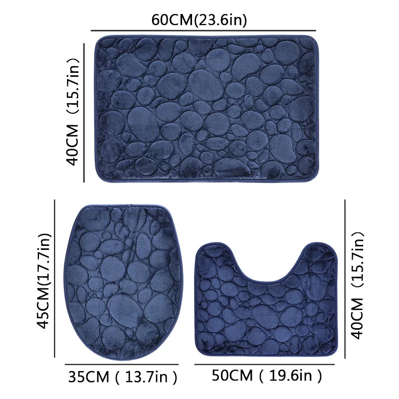 Comfortable soft three-piece bath mat