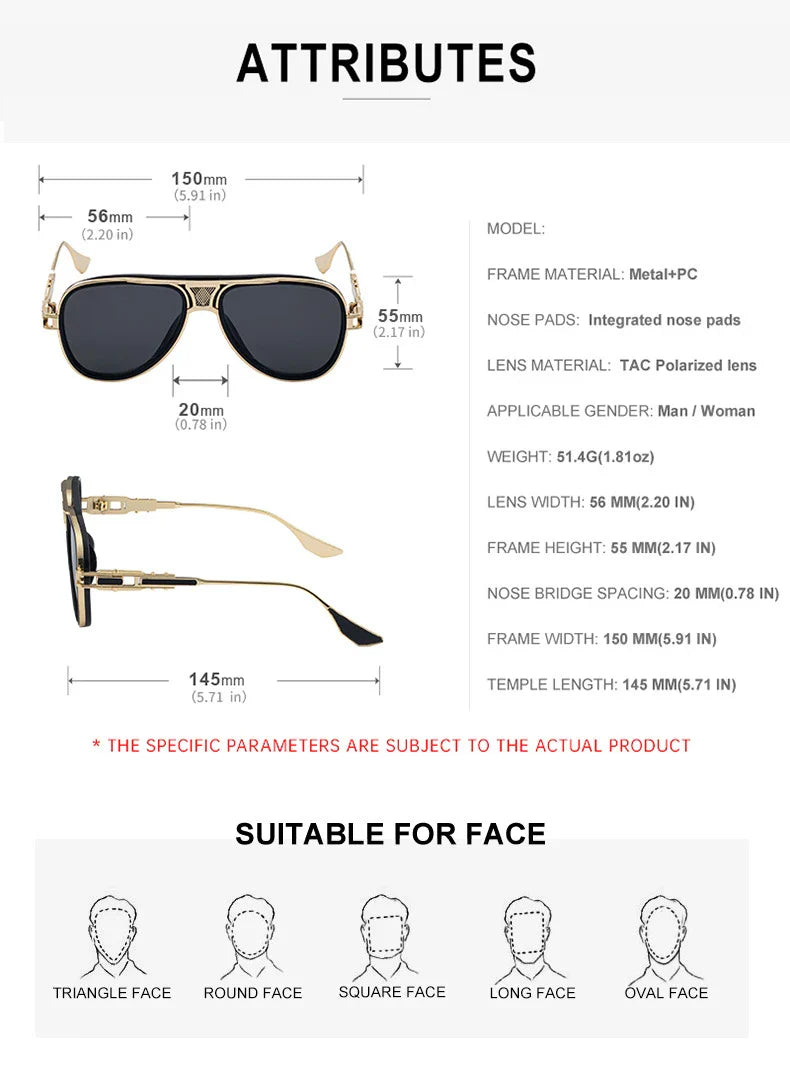 Men's polarized brown pilot sunglasses