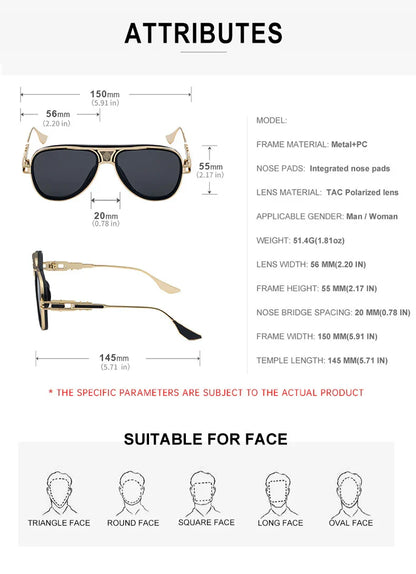 Men's polarized brown pilot sunglasses