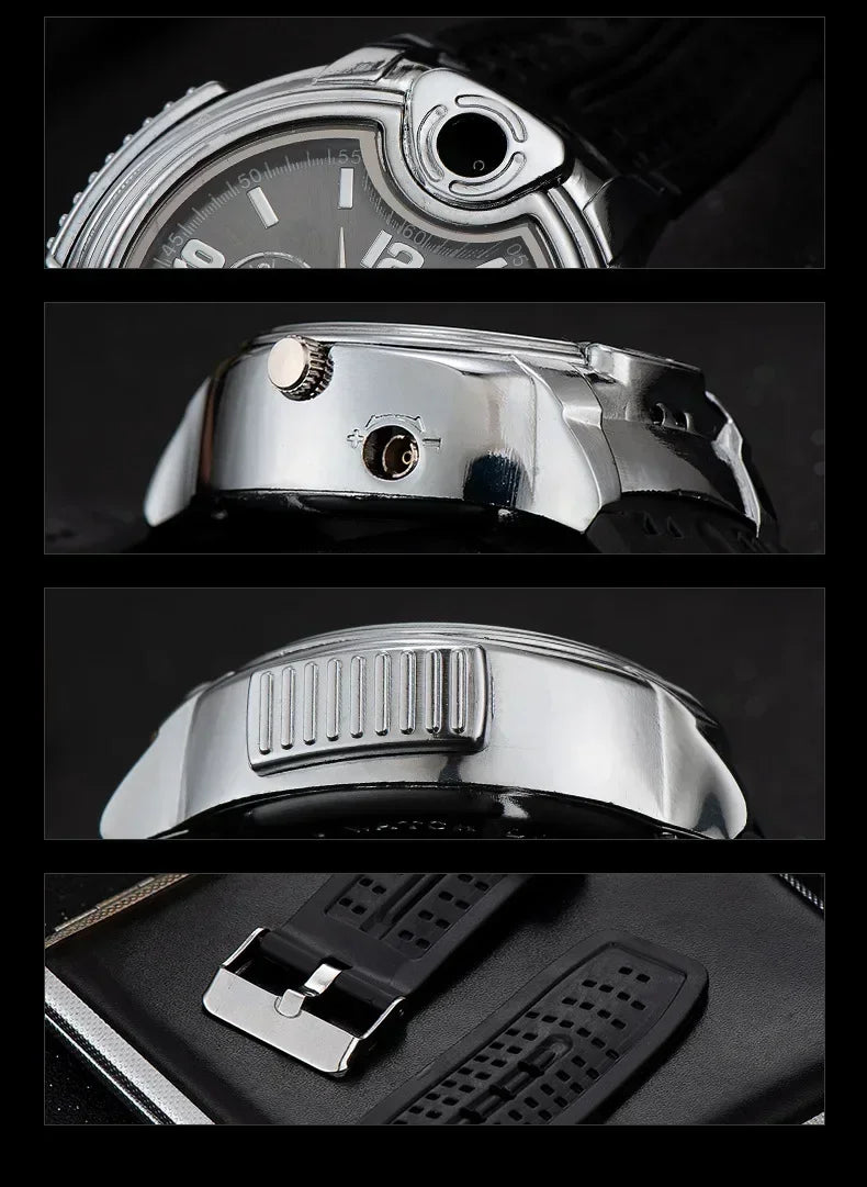 Smoking Accessories - Inflatable Gas Lighter - adjustable flame torch lighter timepiece