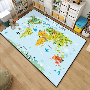 educational world map rug - Home - Kitchen - Kids World Map Area Rug
