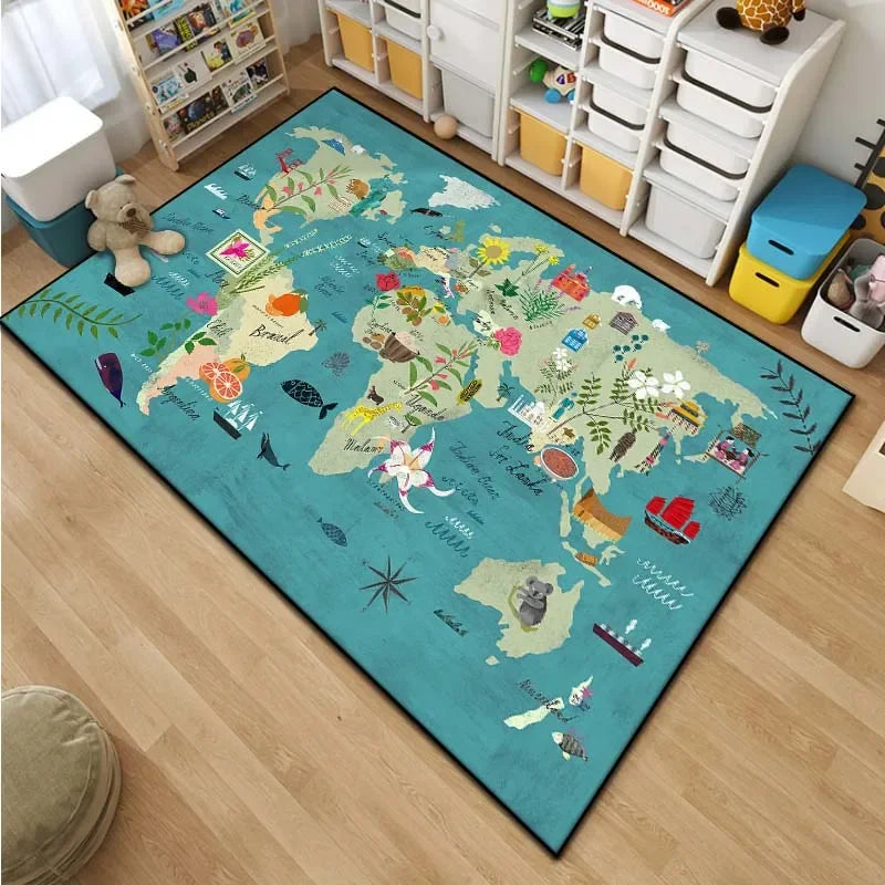 etsy kid world map rug - Home - Kitchen - Kids World Map Area Rug