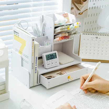 Wooden bookshelf desk accessory