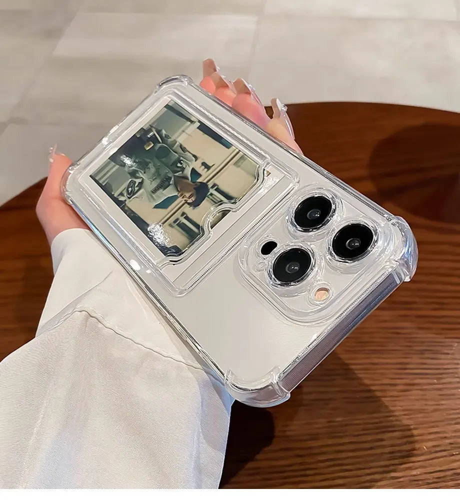 iphone case with card holder - Phone Cases - Transparent Card Holder Phone Case