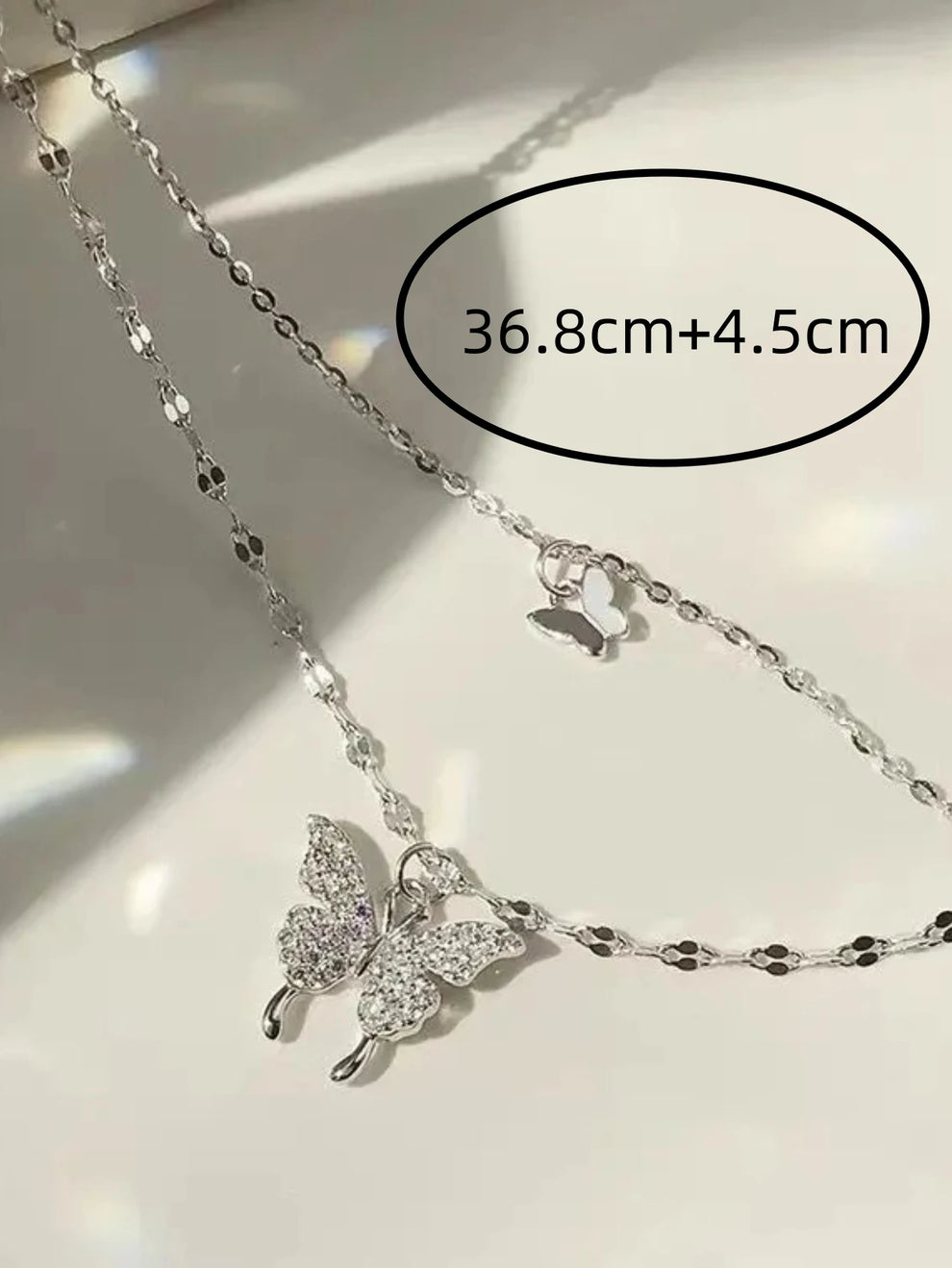 silver butterfly necklace - Necklaces - Double Layer Butterfly Necklace