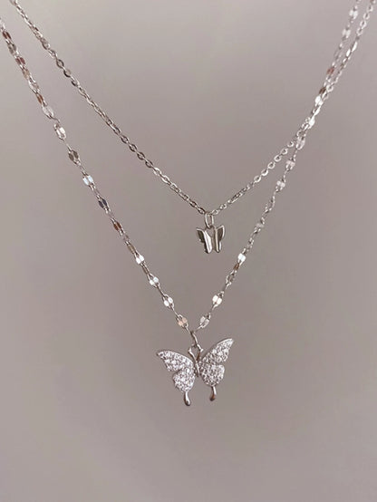 butterfly necklace 2025 - Necklaces - Double Layer Butterfly Necklace