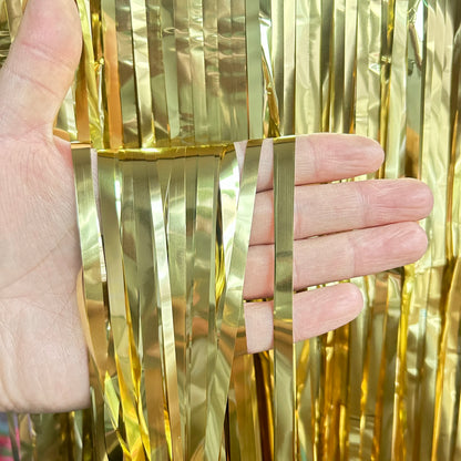 photo backdrop - Party Decorations - Metallic Foil Fringe Curtains Backdrop