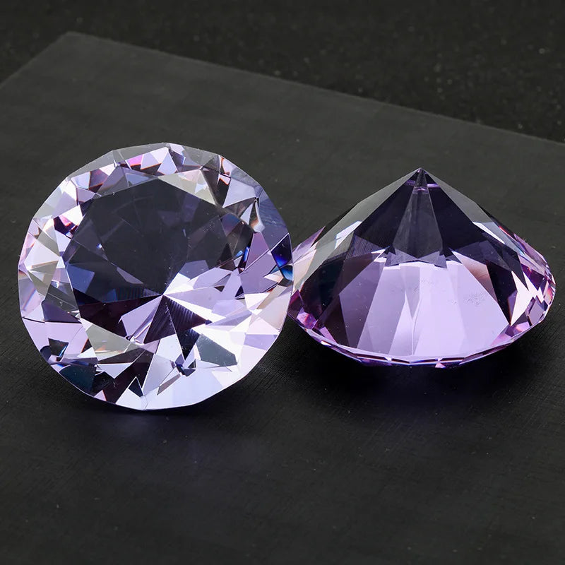 Crystal diamond shaped paperweight for office