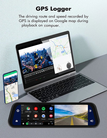 streaming mirror dash cam - Automotive - Vehicle Electronics - Dash Cams - 10-inch 4K Dash Cam with rearview mirror