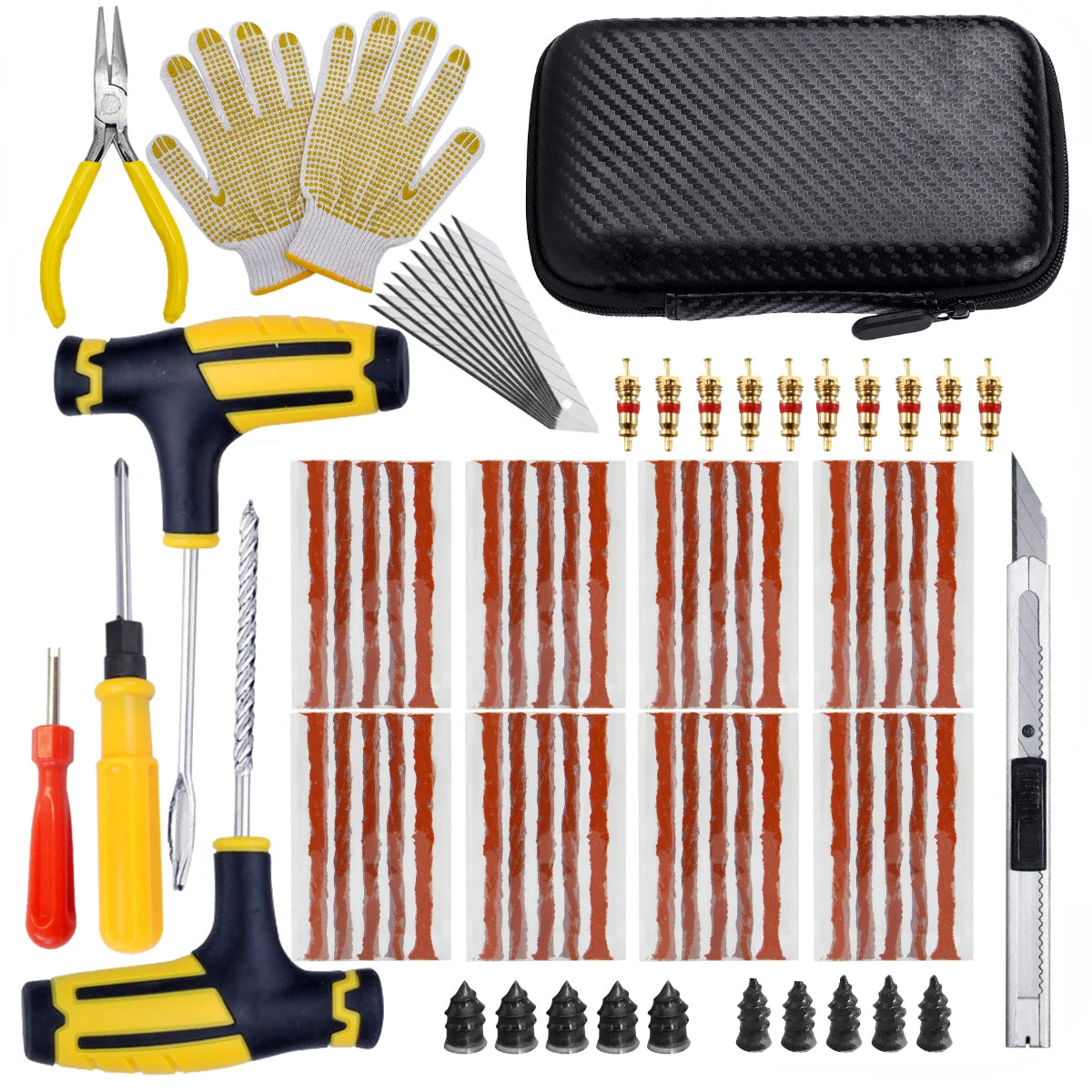 Tubeless tire puncture repair kit for motorcycles