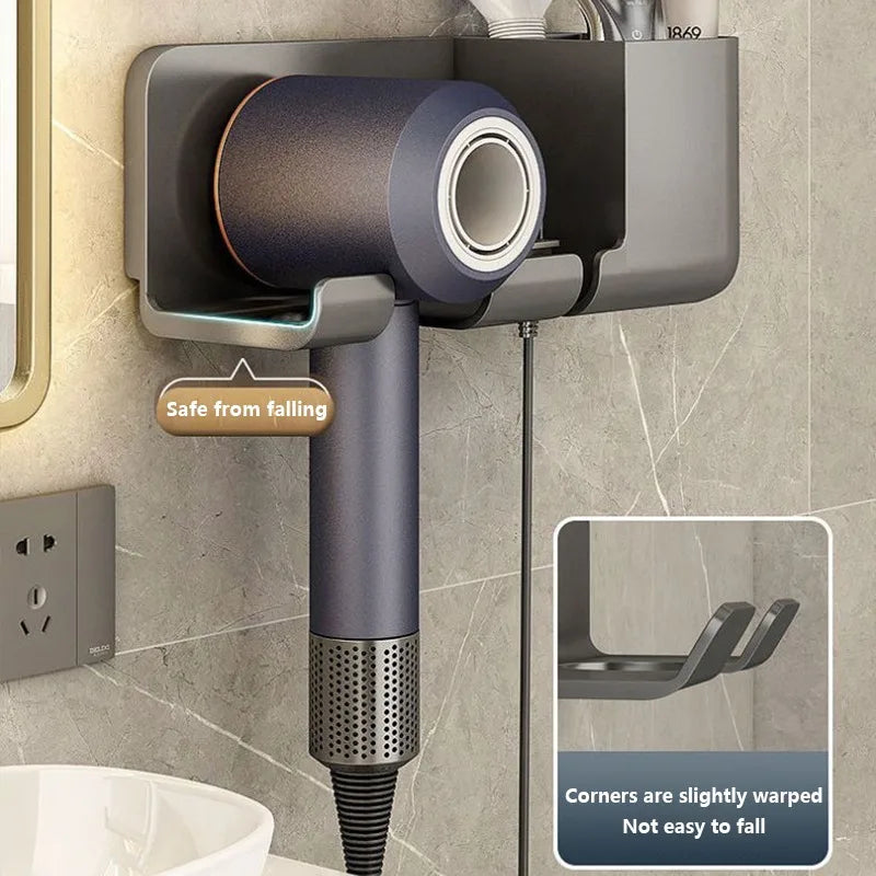 hair dryer organizer - Bathroom Accessories - Wall-Mounted Hair Dryer Holder with Storage Box