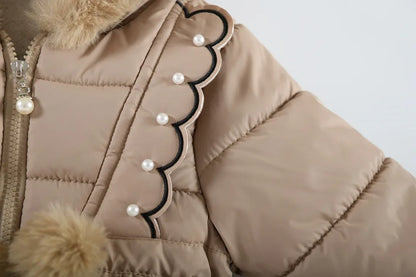 Kids windproof outerwear with cotton filling