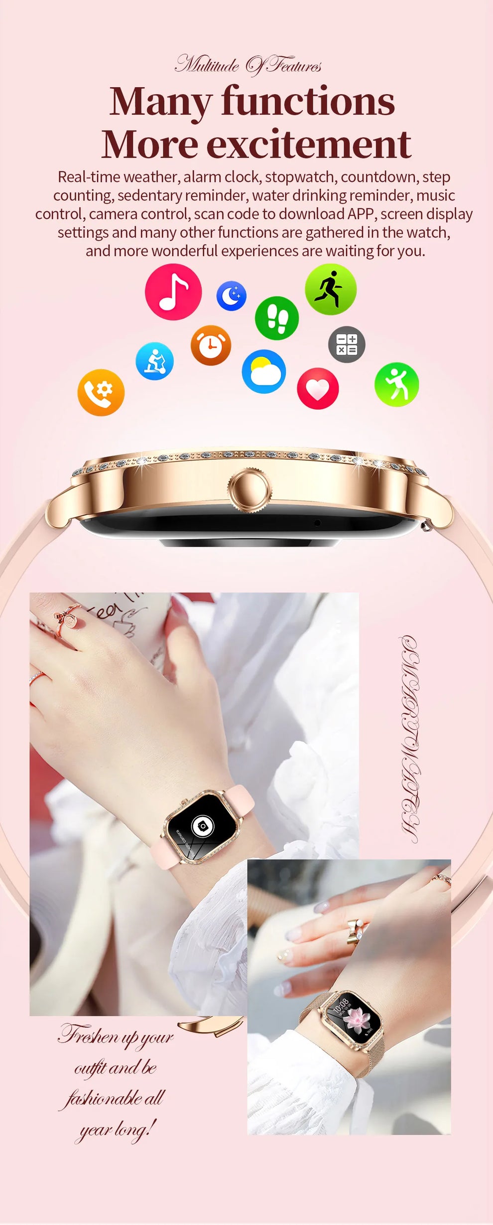 Smart Watch - Luxury Smart Watch for Women - ladies watch timepiece