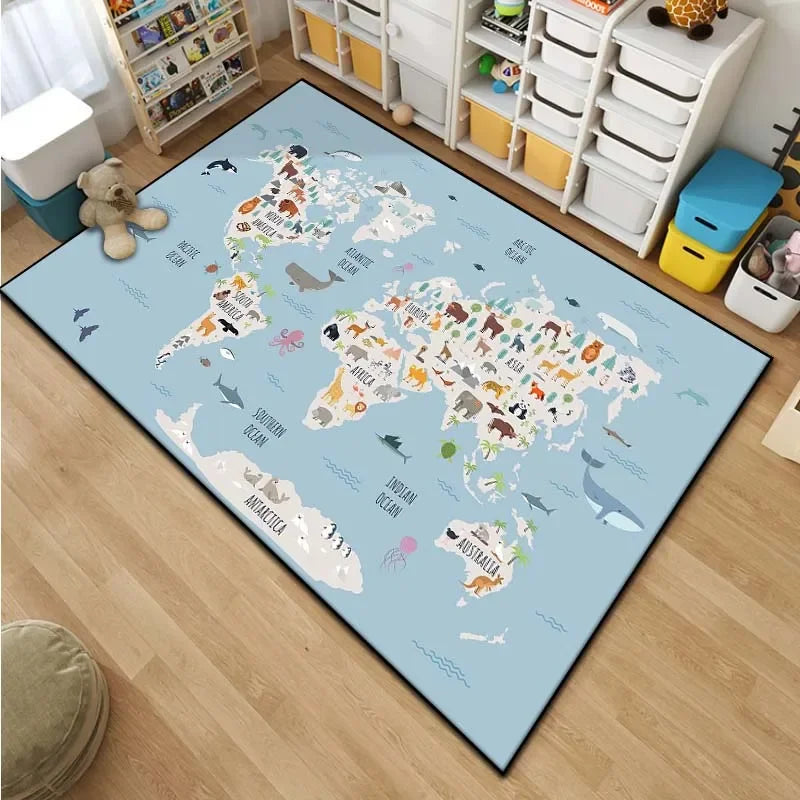 buy kids world map rug - Home - Kitchen - Kids World Map Area Rug