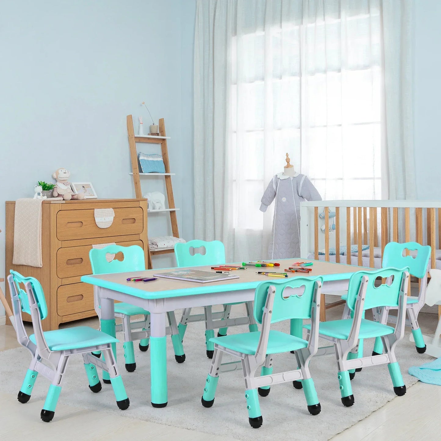 Multi-color kids table and chair set