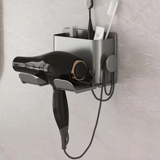 Wall mounted hair dryer holder
