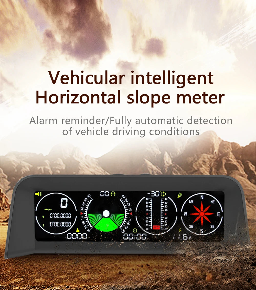 Car hud inclinometer for off-road driving