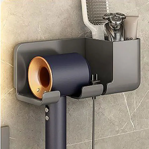 Easy install hair dryer wall rack