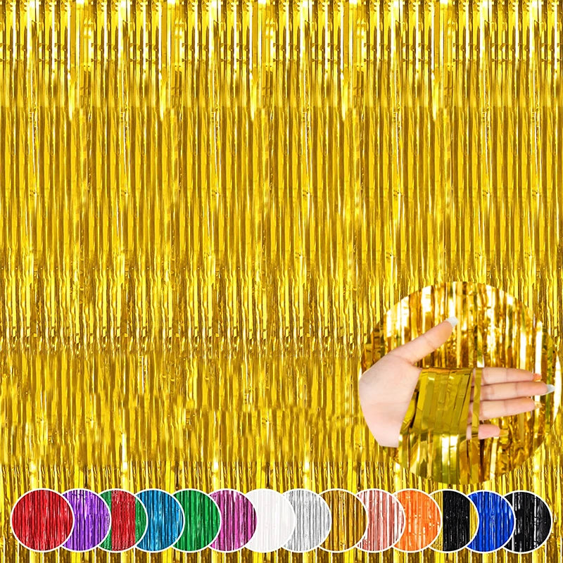 party decorations - Party Decorations - Metallic Foil Fringe Curtains Backdrop