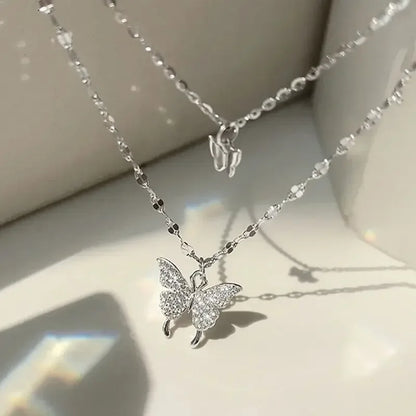 butterfly necklace tiktok - Necklaces - Double Layer Butterfly Necklace