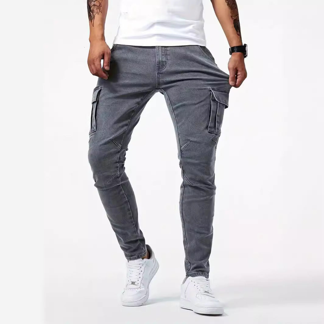 Lässige Herren-Cargohose – Stilvolle Stretch-Denim-Arbeitshose für den Alltag