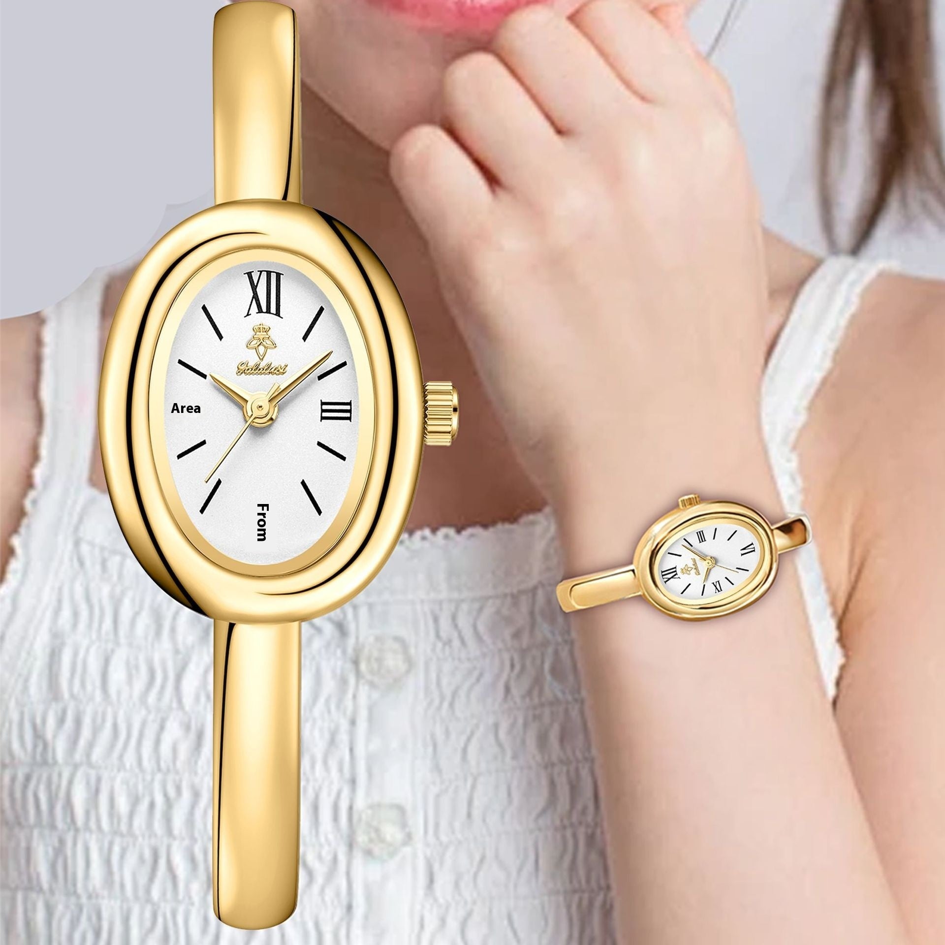 Gold spiral pattern women's watch