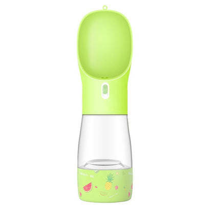 Green and clear pet water bottle with colorful base on a white background safe secure