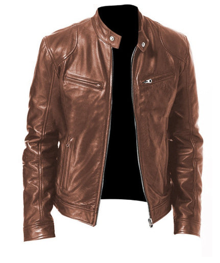 coffee color PU jacket men